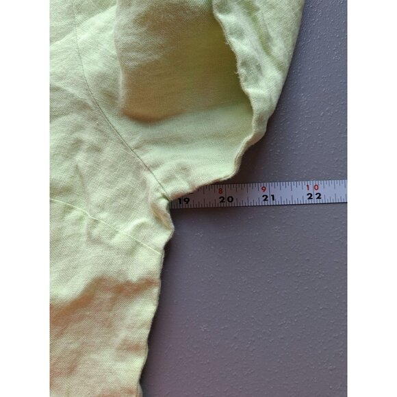 Talbots Women Button Up Shirt Petite 12 Light Green 100% Linen 3/4 Sleeve Preppy - Picture 6 of 7